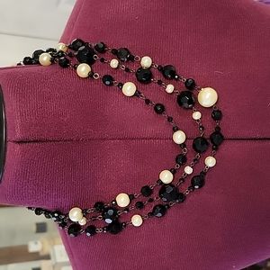 Beautiful black & pearl beaded necklace